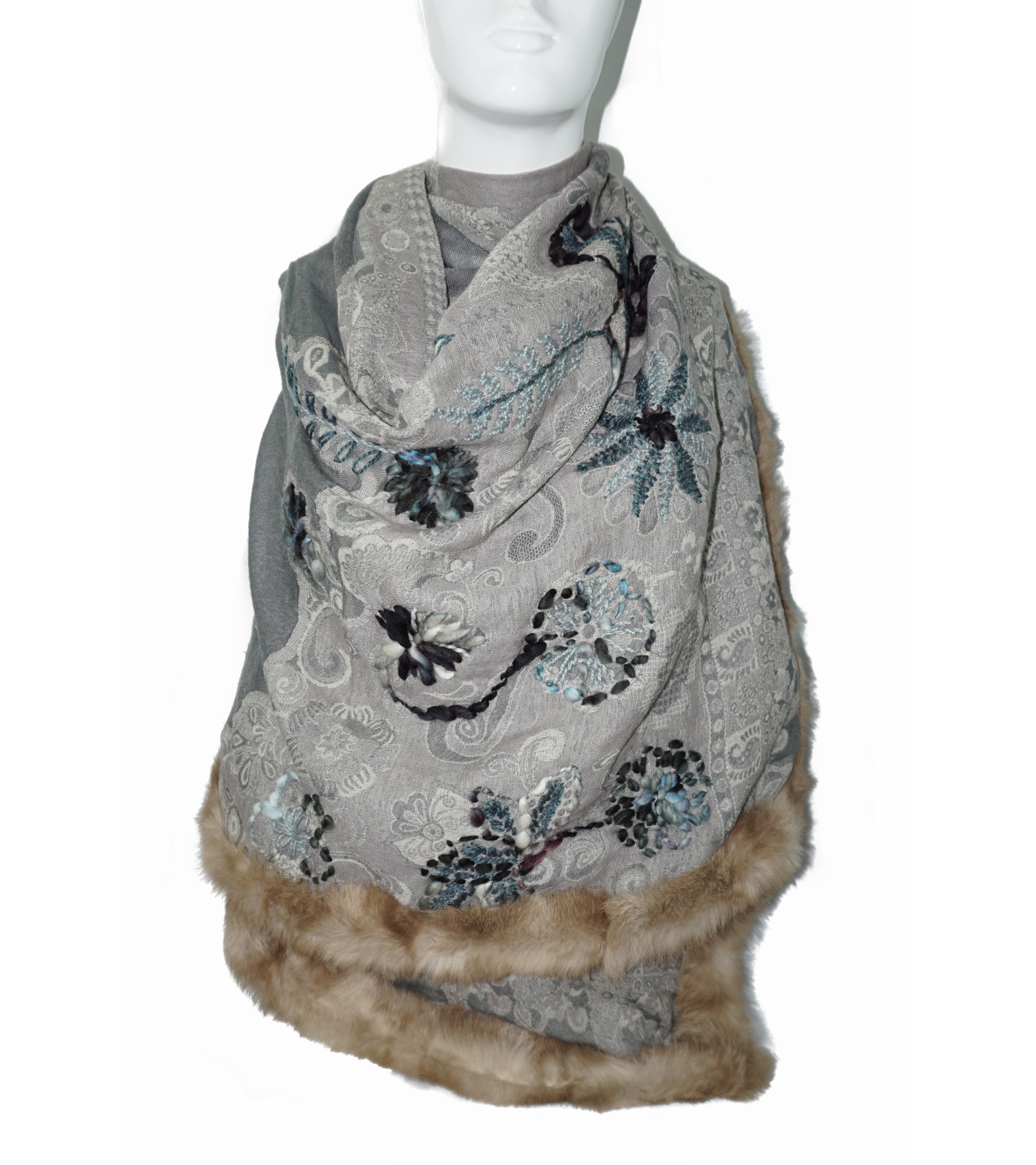 Pashmina Wool Scarf With Fur