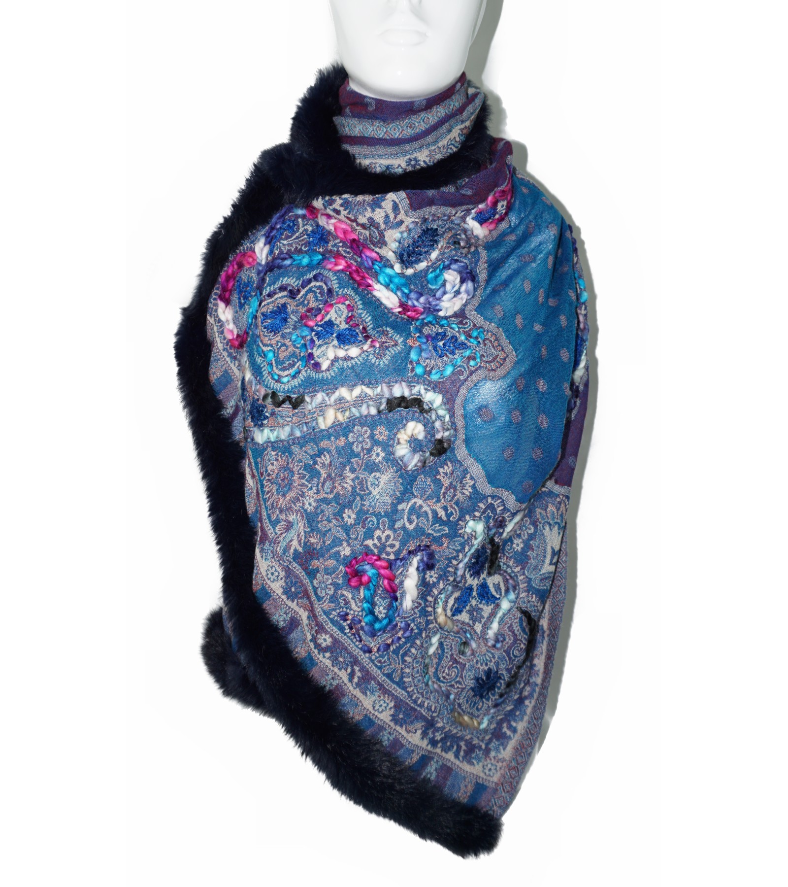 Pashmina Wool Scarf With Fur