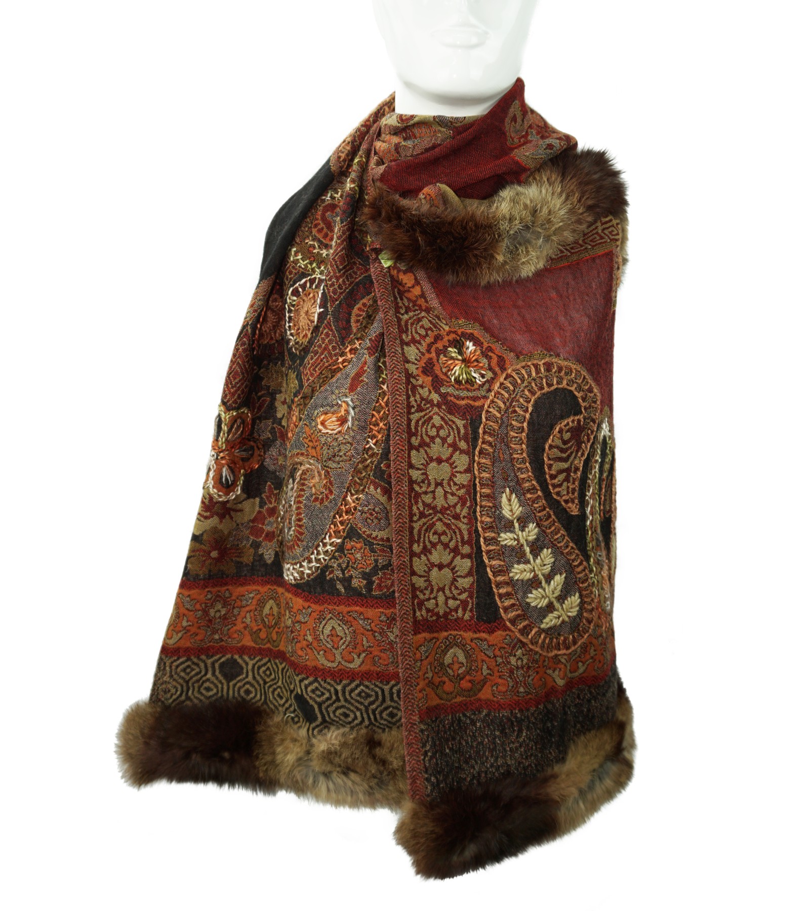 Pashmina Wool Scarf With Fur