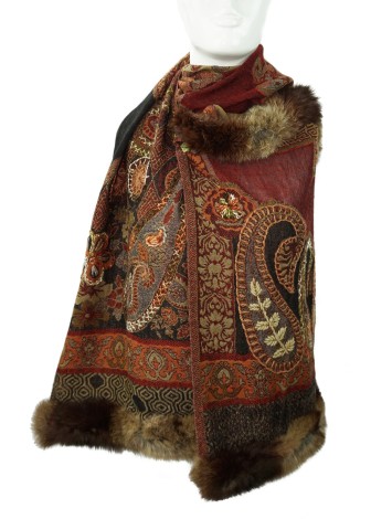 Pashmina Wool Scarf With Fur