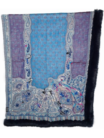Pashmina Wool Scarf With Fur